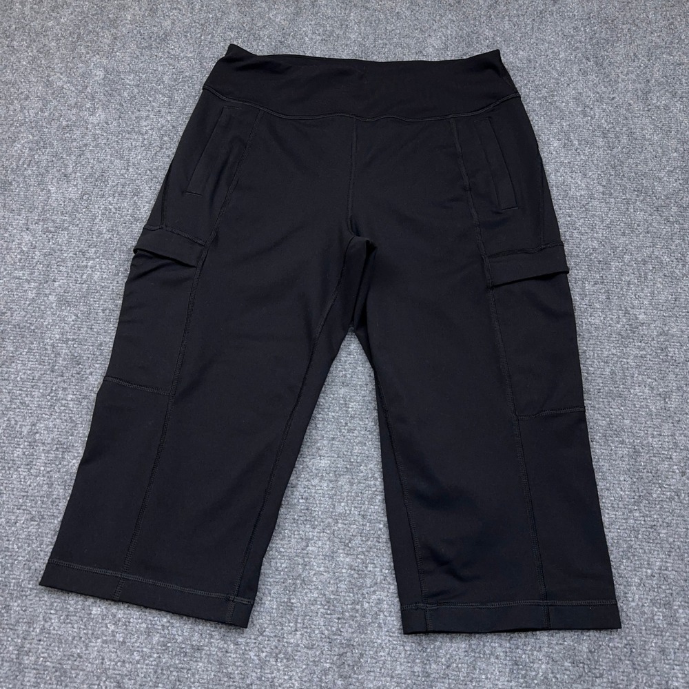 Duluth Trading NoGA Namastash Capri Women's Small Black Cargo Activewear 37347